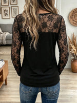 Women's Studded Lace Patchwork Top
