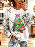Vintage Elegant Sparkly Polka-dot Christmas Tree Sweatshirt