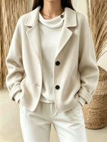 Women's Notched Lapel Single-Breasted Fleece Coat