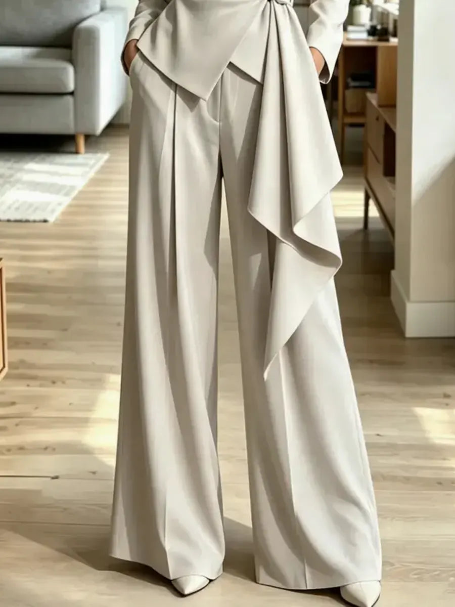 Retro Elegant Art Casual Stylish Long Sleeve Top And Pants Two-piece Set