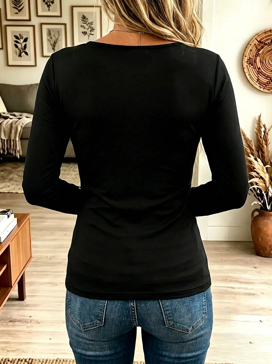 Women's Asymmetrical Cutout Buckled Grommet Long-Sleeve Top