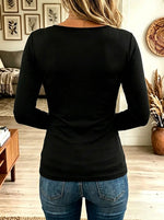 Women's Asymmetrical Cutout Buckled Grommet Long-Sleeve Top