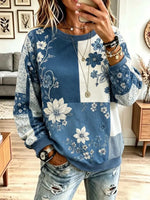Vintage Floral Pattern Art Casual Stylish Long Sleeve Sweatshirt