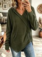 Women's Asymmetrical Cross Front Waffle Knit Hoodie