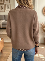 Women's Polka Dot Faux Two-Piece Sweater