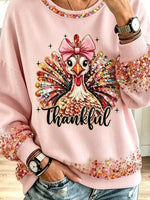 Funny Turkey Thanksgiving Pattern Art Casual Stylish Long Sleeve Sweatshirt
