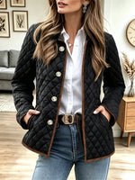 Retro Warm Classic Art Casual Stylish Long Sleeve Plaid Diamond-quilted Padded Jacket