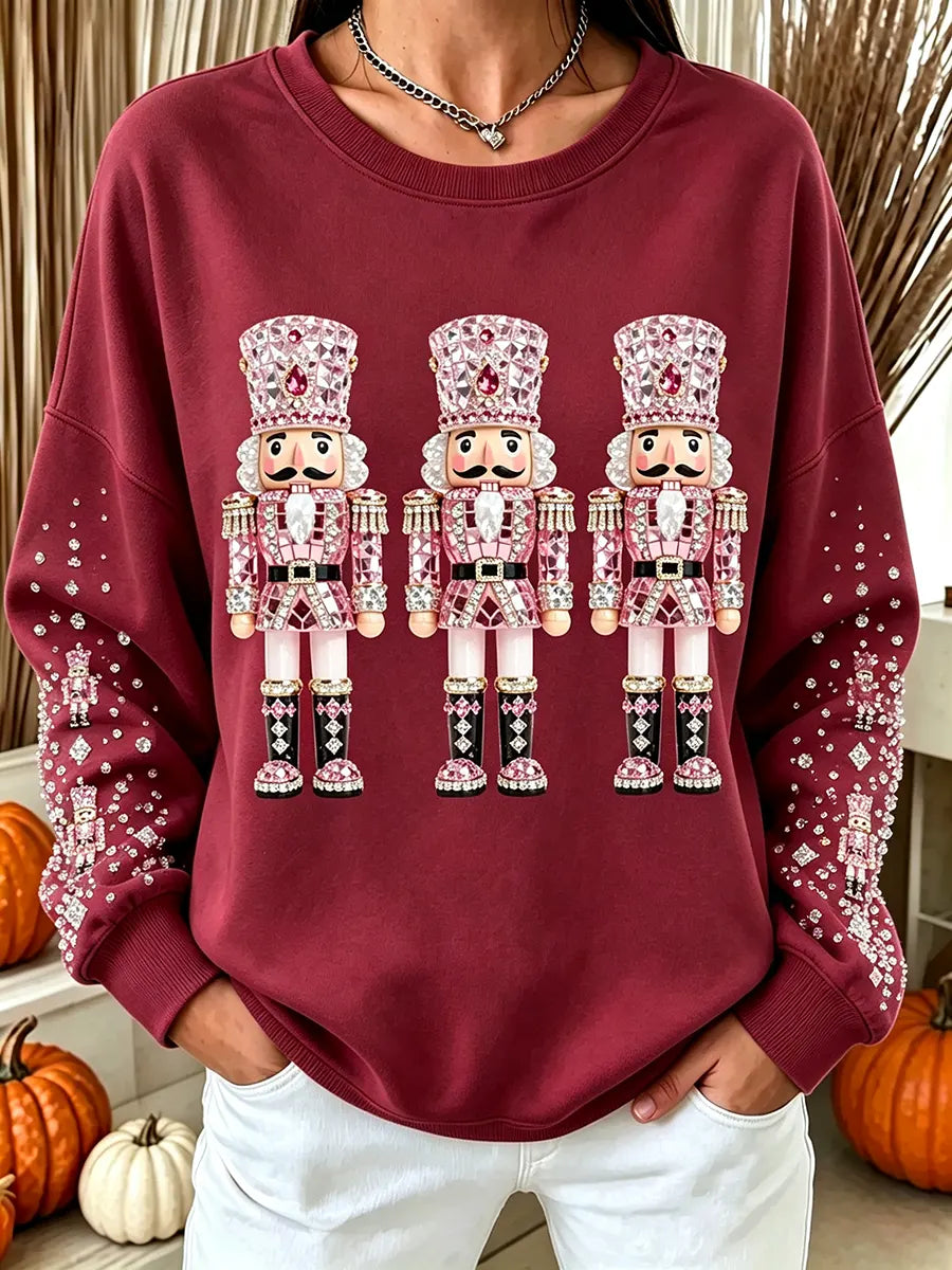 Vintage Christmas Nutcracker Art Print Crewneck Sweatshirt