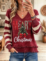 Women's Christmas Tree Striped Sweatshirt