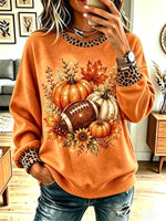 Vintage Pumpkin Autumn Pattern Art Casual Stylish Long Sleeve Sweatshirt