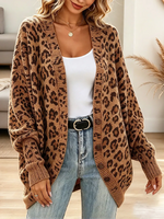 Vintage Elegant Leopard Print Sweater Jacket