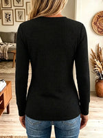 Women's Suede Patchwork Waffle Knit Long-Sleeve Top