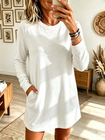 Women's Long-Sleeve Crewneck Fleece Tunic Sweatshirt Dress