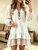 Women's Tiered Ruffle Lace Hem Babydoll Mini Dress