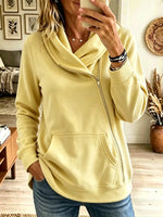 Women's Asymmetrical Zip Cowl Neck Sweatshirt