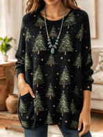Women's Christmas Tree Print Knit Sweater