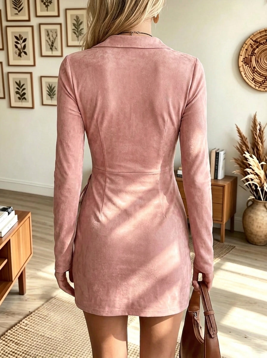 Women's Western Asymmetrical Fringe Studded Suede Dress