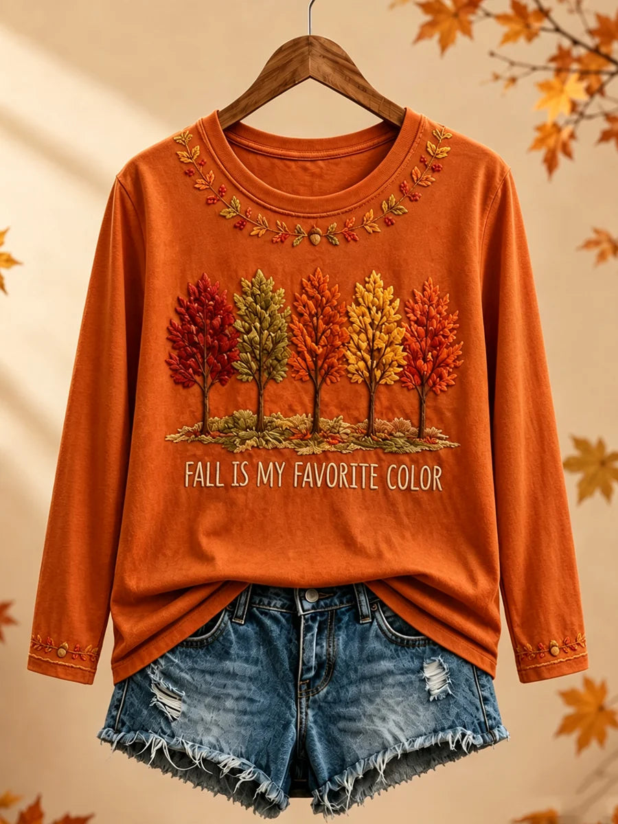 Women's Autumn Trees Graphic Long-Sleeve Top