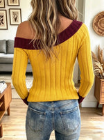 Women's Crossover Button Ribbed Top