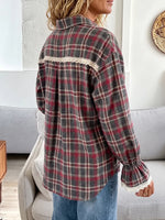 Vintage Elegant Plaid Patchwork Lace Cotton Shirt