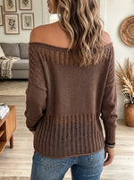 Women's Open-Knit Off-the-Shoulder Sweater
