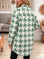 Vintage Elegant Houndstooth Wool Fabric Jacket