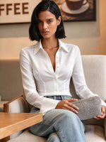 Women's Collared Fitted Button Down Shirt,