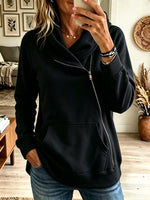 Women's Asymmetrical Zip Cowl Neck Sweatshirt