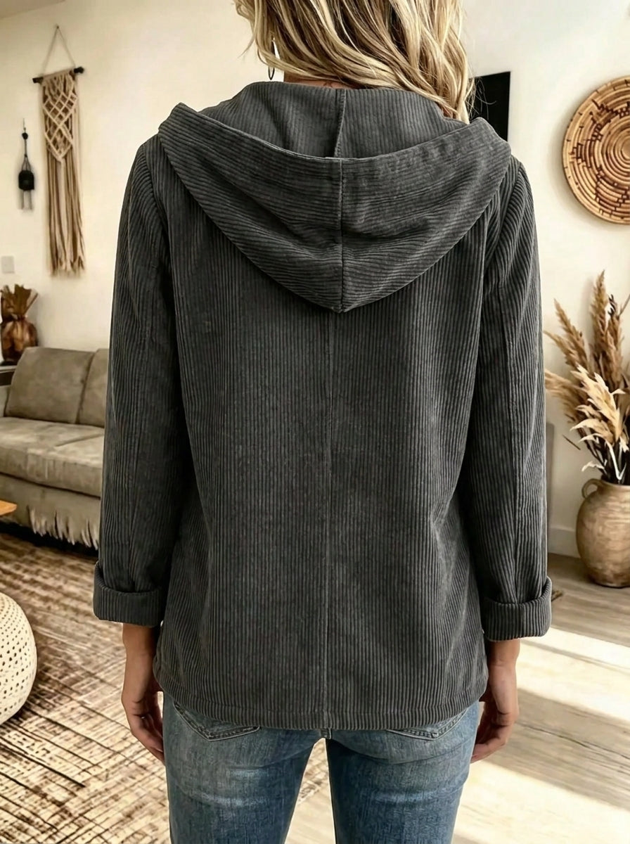 Women's Hooded Patch Pocket Corduroy Blazer
