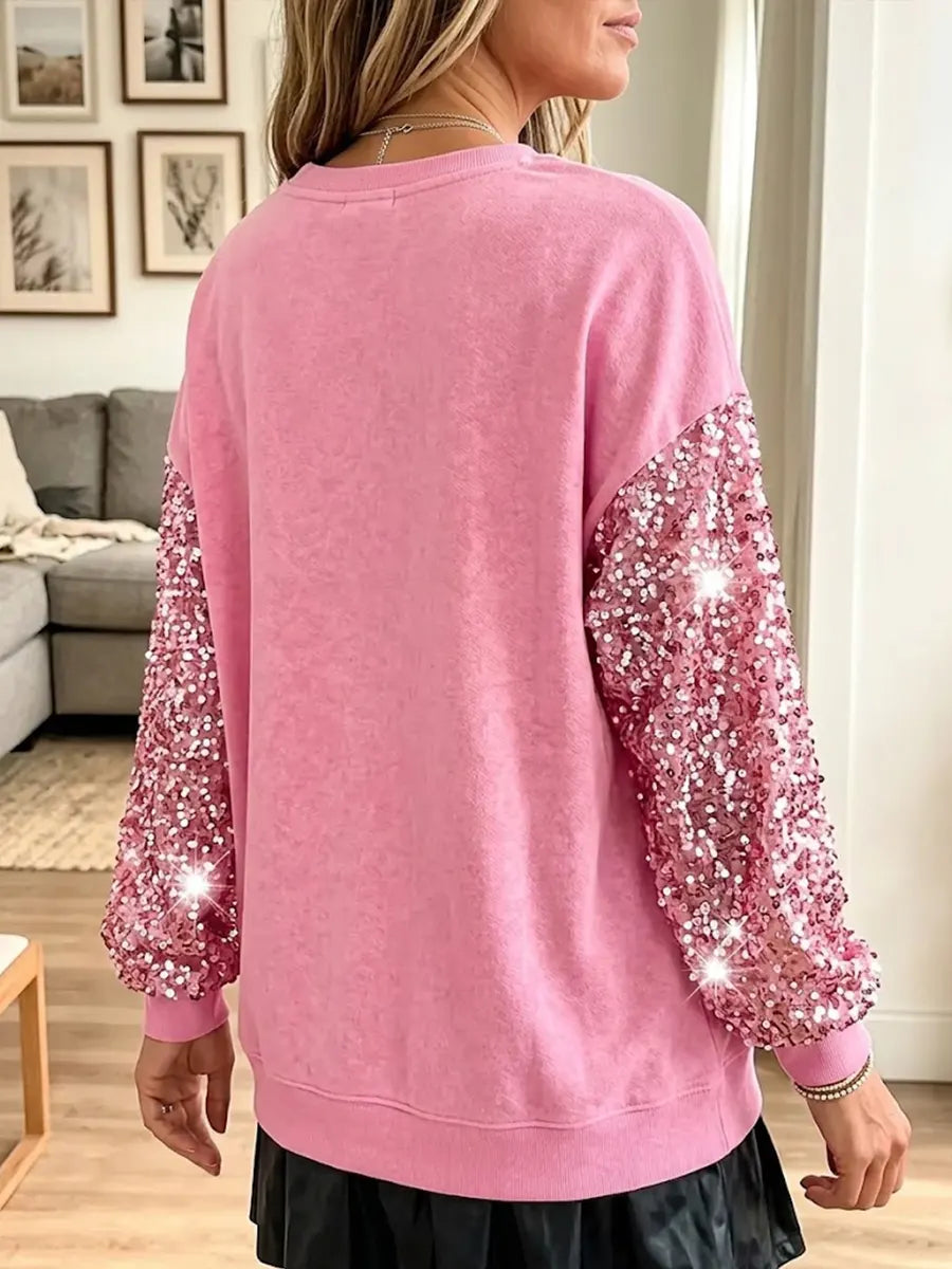 Vintage Elegant Sequin Christmas Santa Claus Sweatshirt