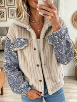 Women's Sequin Sleeve Ribbed Fleece Jacket