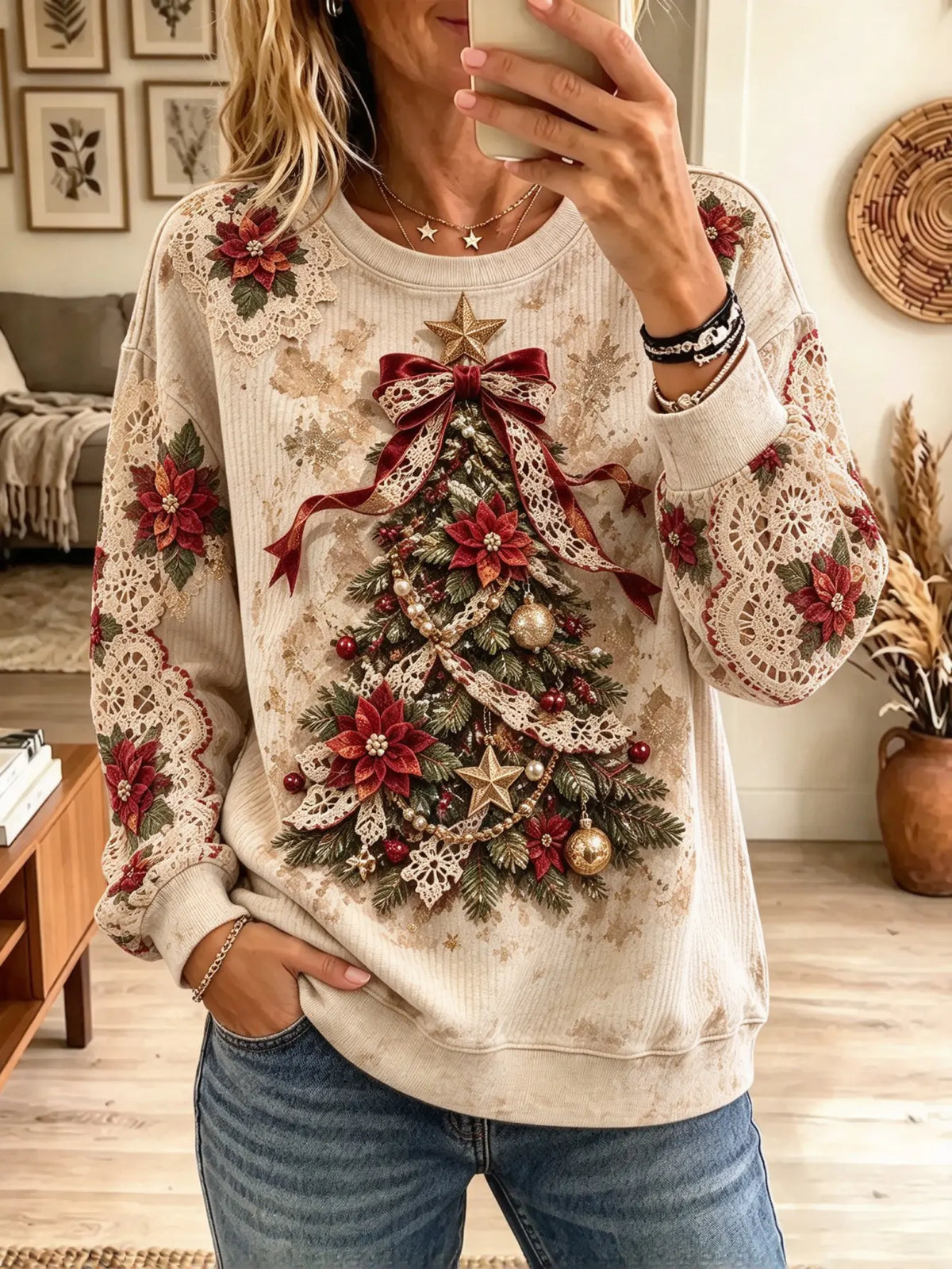 Women's Vintage Christmas Tree Sweatshirt