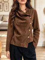 Retro Chic Velvet Art Casual Stylish Button Long Sleeve Coat