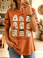 Women's Mahjong Ghost Graphic Acid Wash T-Shirt