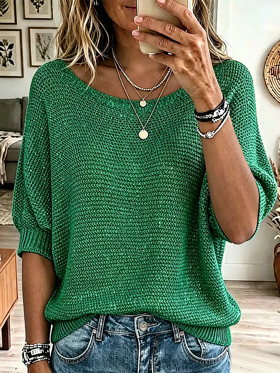Vintage Elegant Glitter Knit Shirt