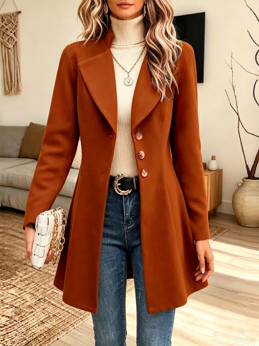 Retro Chic Warm Button Lapel Art Casual Stylish Long Sleeve Coat