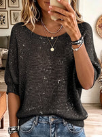 Vintage Elegant Glitter Knit Shirt