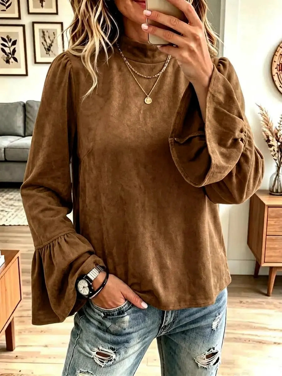 Retro Ruffle Art Round Collar Casual Stylish Long Sleeve Shirt