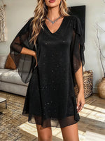 Vintage Elegant Sparkly Sheer Mesh Dress