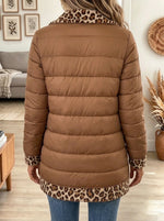 Women's Leopard Trim Puffer Jacket