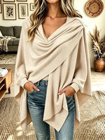 Women's Split-cape Shawl With Strap Details Large Shawl