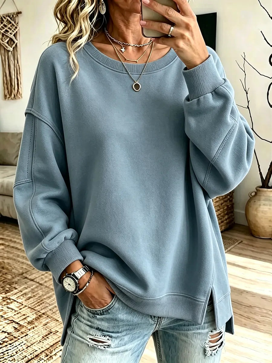 Women's Loose Fit Patchwork Crewneck Sweatshirt