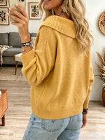Vintage Elegant Asymmetric Lapel Cardigan Sweater