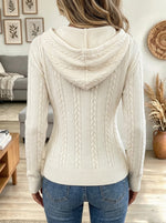 Women's Cutout Cable Knit Hooded Sweater