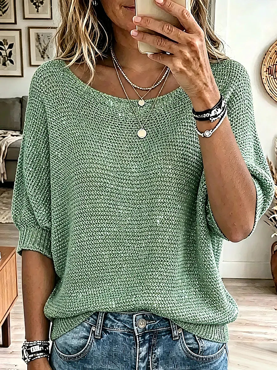 Vintage Elegant Glitter Knit Shirt