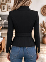 Women's Zipper Belted Waist Long Sleeve Slim Fitted Moto Coat