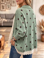 Vintage Elegant Lace Patchwork Polka Dot Sweater Jacket