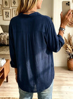 Women's Oversized Button-Down Cotton Tunic Shirt
