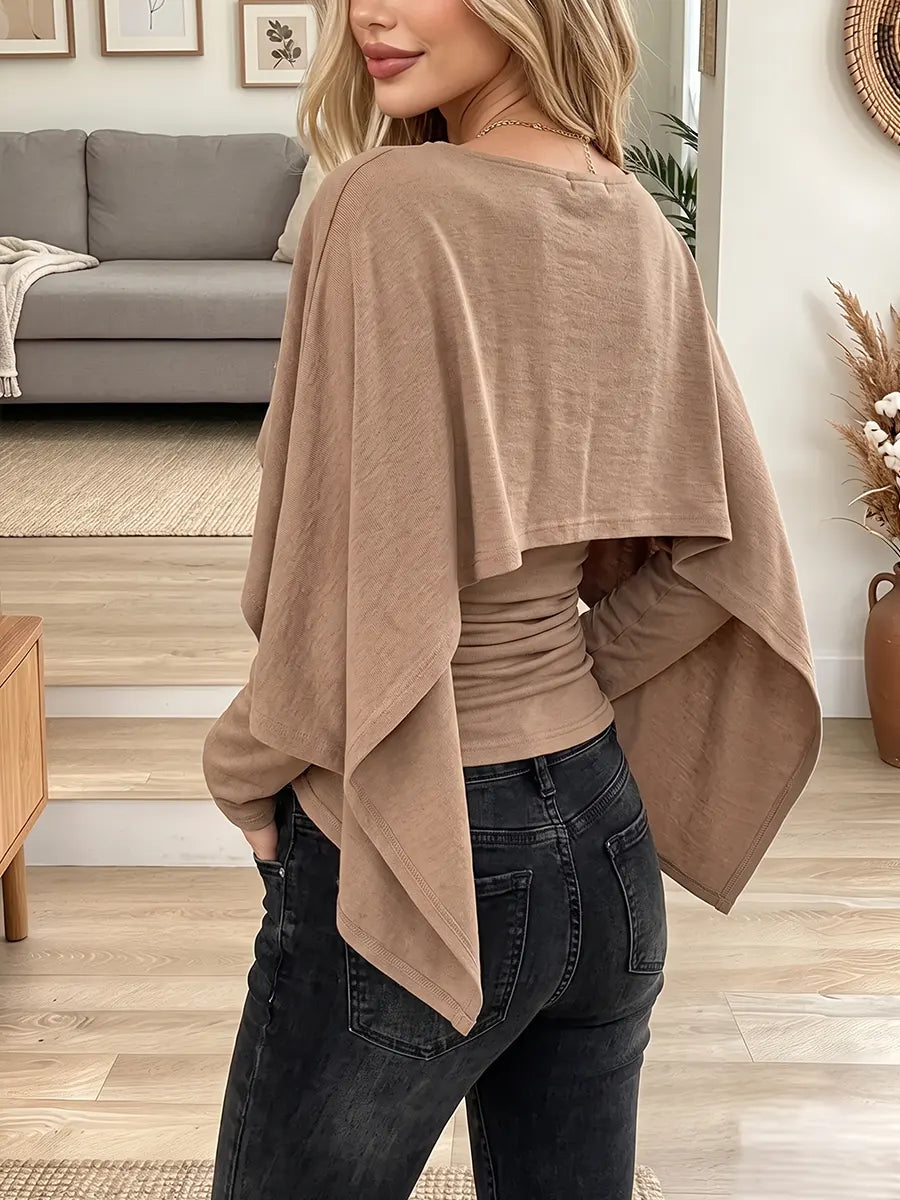 Vintage Elegant Patchwork Shawl-cape Design Shirt