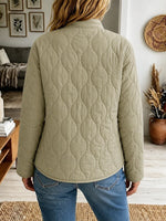 Women's Stand Collar Quilted Jacket, Leopard Print Cuff Reversible Lightweight Button Down Coat